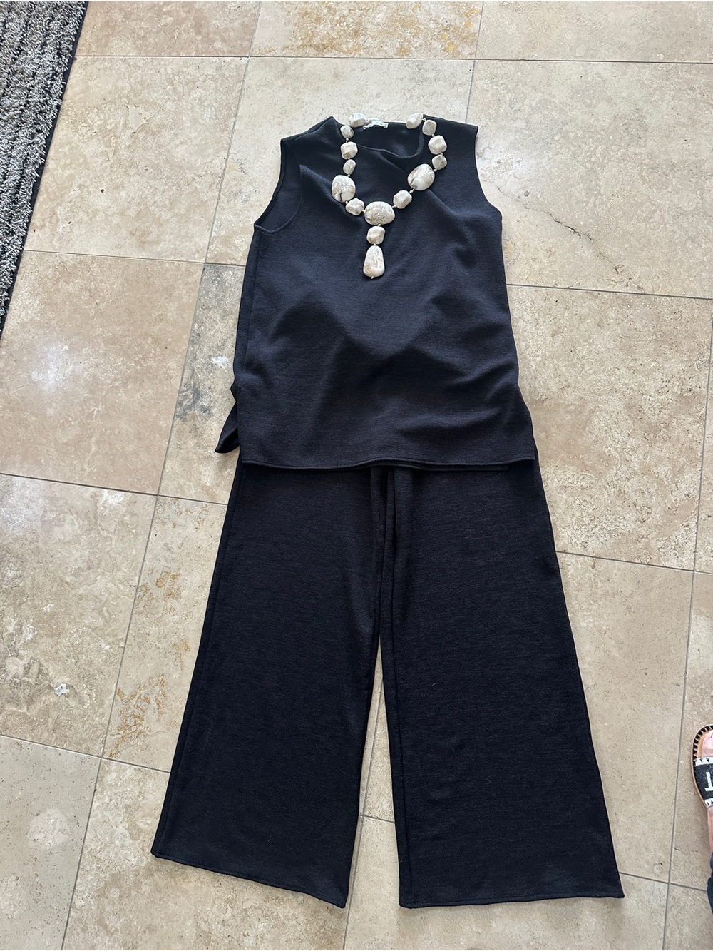 Zara Black Knit Wide-Leg pant & top